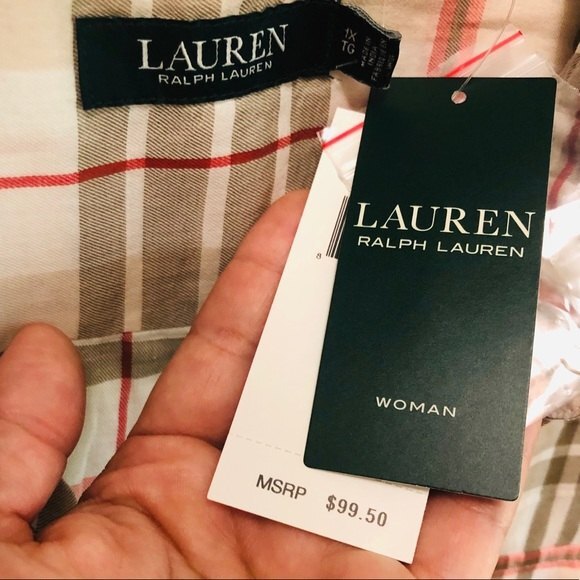 Ralph Lauren NWT Plaid-Print Cotton Button-Up Shirt Women's Size 1X - Picture 3 of 9